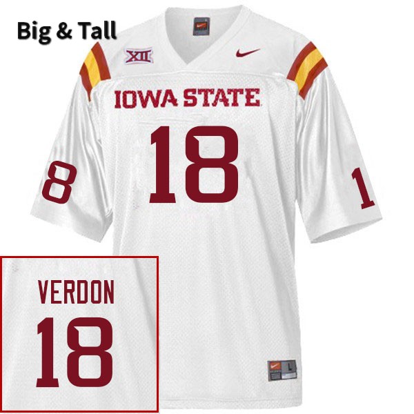 Iowa State Cyclones Men's #18 Malik Verdon Nike NCAA Authentic White Big & Tall College Stitched Football Jersey MU42T03KE